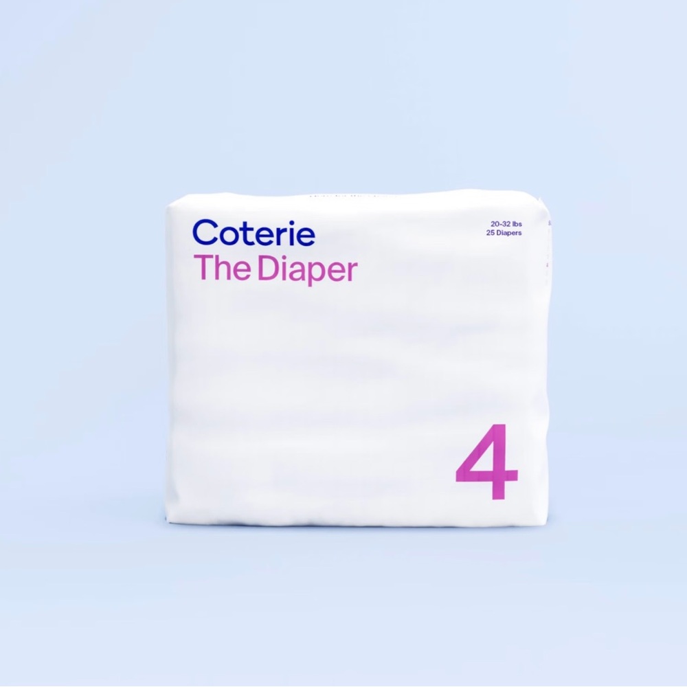 Coterie diapers in size 4. New in package. 20-32 lbs. 25 diapers